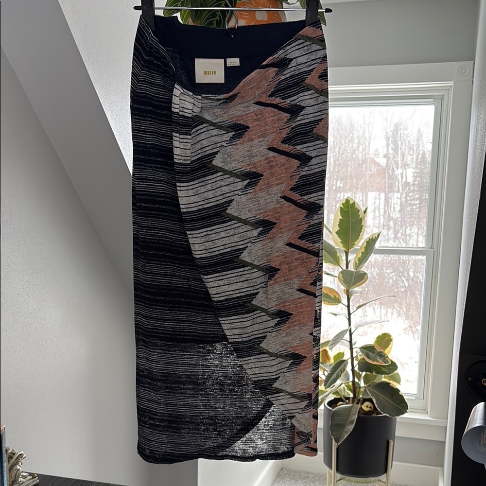 Maeve Navy, Pink and Cream Slit Pencil Maxi Skirt